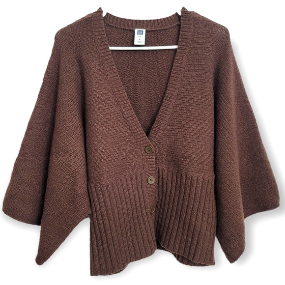 GAP Factory Brown Oversized Lagenlook Button Up Sweater Size MEDIUM